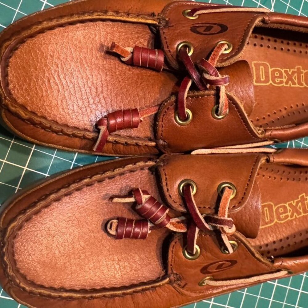 Dexter Mens Navigator II Boat Shoes 7.5M Tan Waxy Leather Casual Deck Loafers - Picture 7 of 7